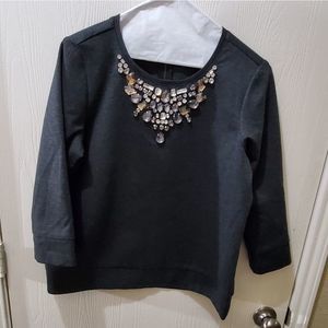 Vince Camuto jeweled bibb neckline zippered crop sweatshirt size medium‎